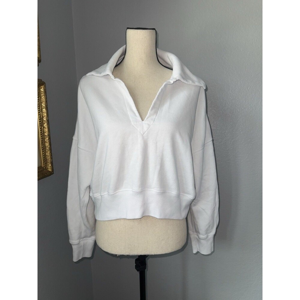 Abercrombie & Fitch Soft Cropped V Neck Sweatshirt Cozy Flirty Comfy Loungewear